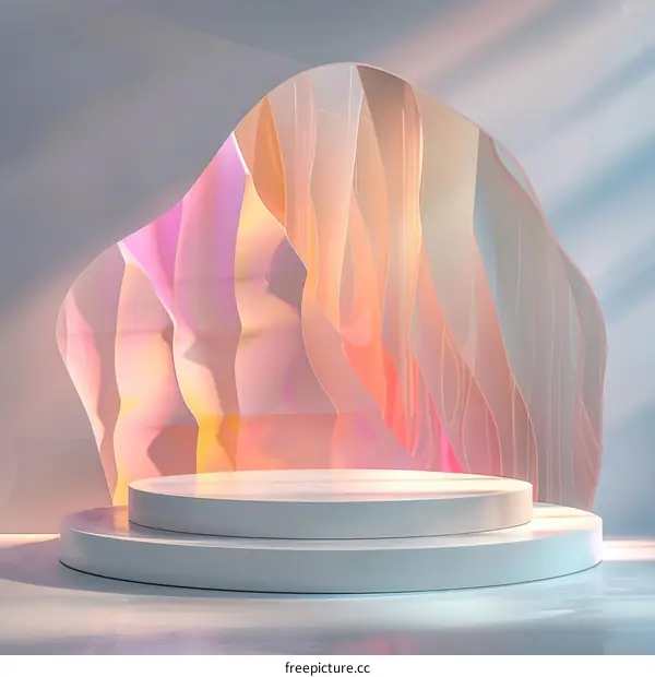 Minimalist 3D Podium with Curved Wall Background