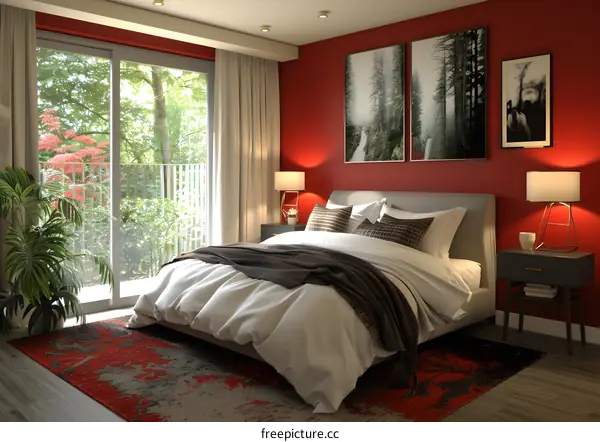 Cozy red bedroom