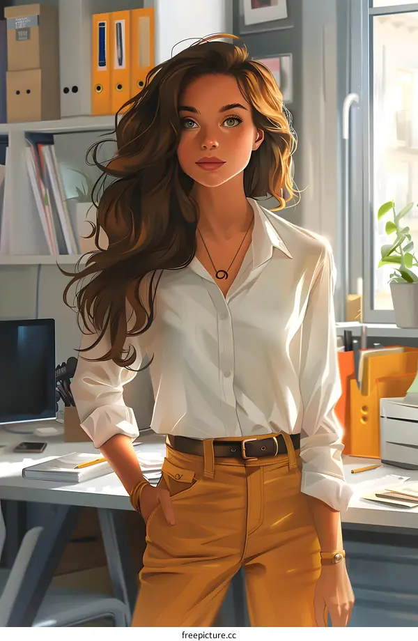 portrait of a beautiful young woman standing in an office