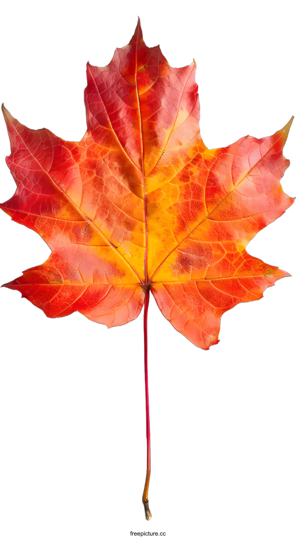 [Transparent Background PNG]Single Red and Yellow Maple Leaf on White Background