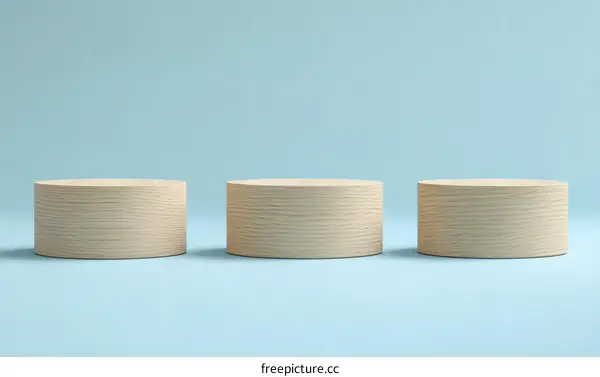 Minimalist Wooden Cylindrical Display Stands