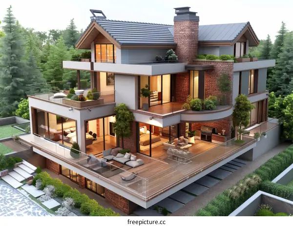 Modern Luxury House Exterior Design Illustration