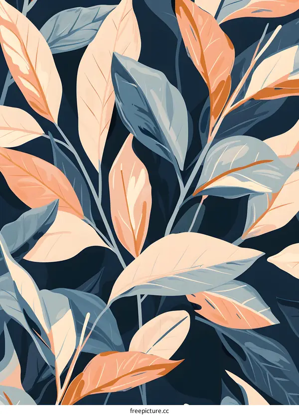 Blue and Orange Leaves Pattern