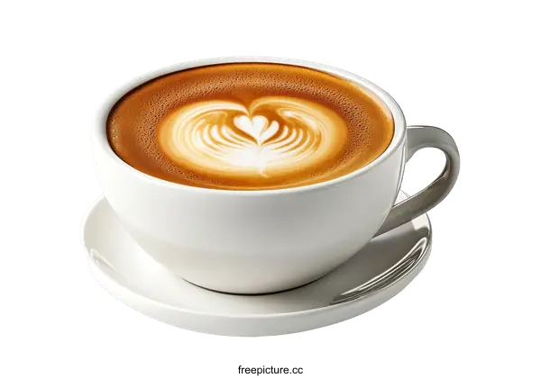 [Transparent Background PNG]Latte Art in a Large White Cup