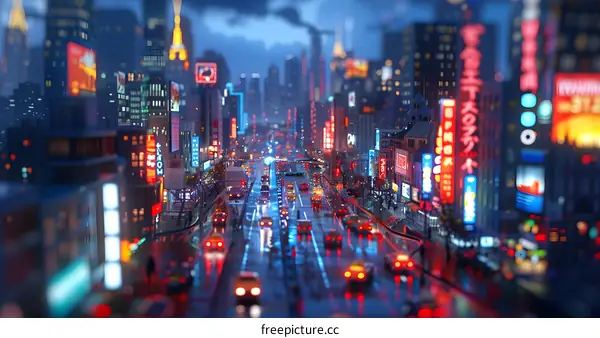 City Street in the Rain