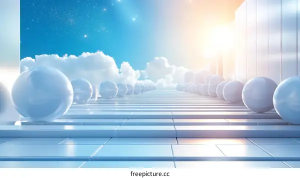 Abstract Futuristic Pathway Through the Clouds