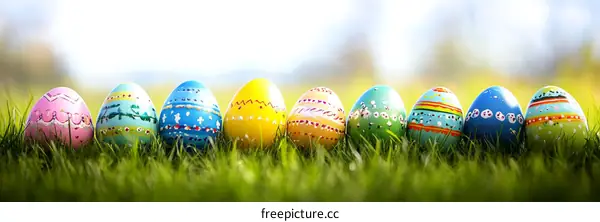 Colorful Easter Eggs in a Grassy Meadow