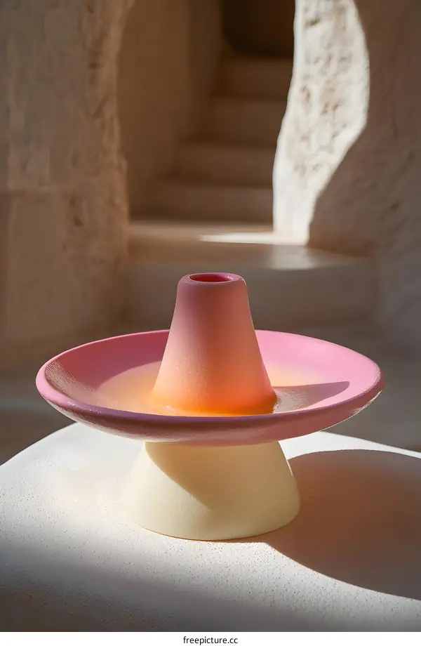 Pink and Yellow Ceramic Incense Holder