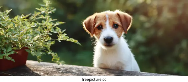 Cute Jack Russell Puppy in a Garden Setting