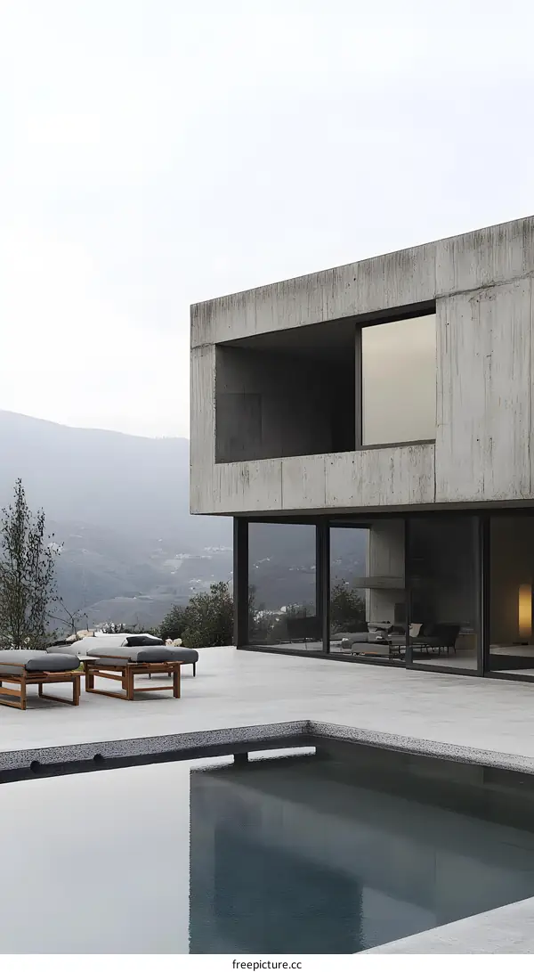 Minimalist Modern Concrete House with Pool