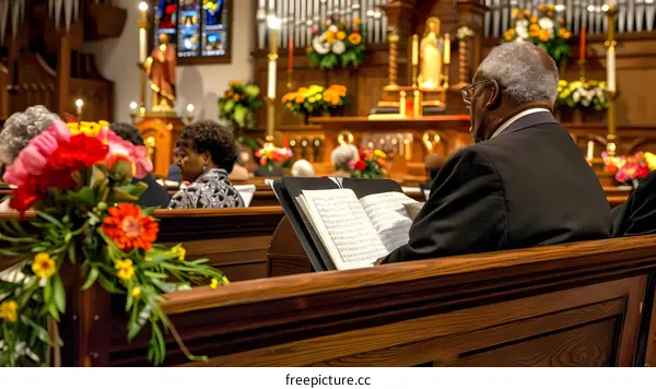 African American Man Singing in Church Choir