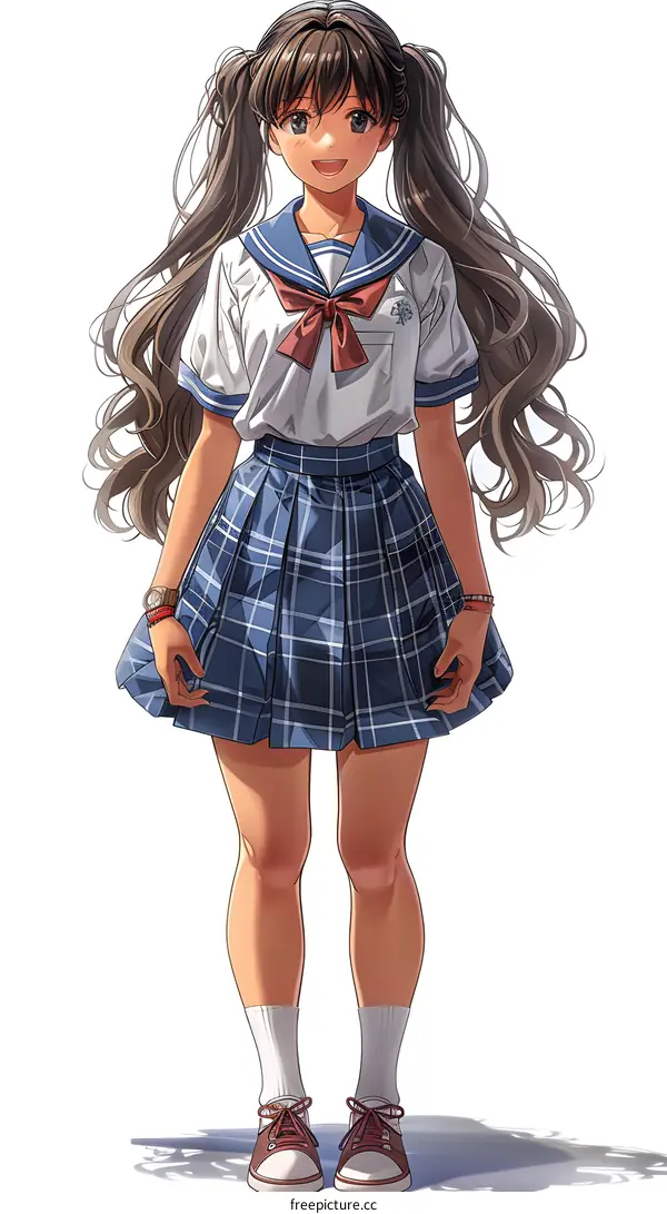 Smiling Anime Girl in Sailor Uniform