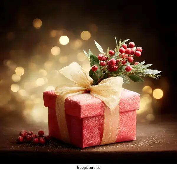 Christmas Gift Box with Festive Decoration