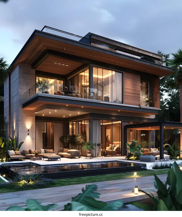 A Modern House with Swimming Pool and Terrace