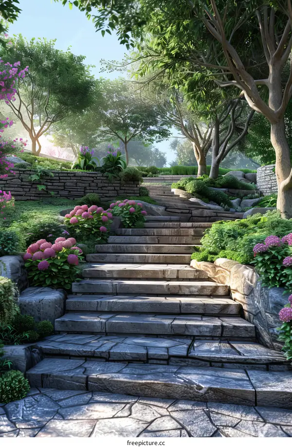 Stone Pathway in Serene Zen Garden