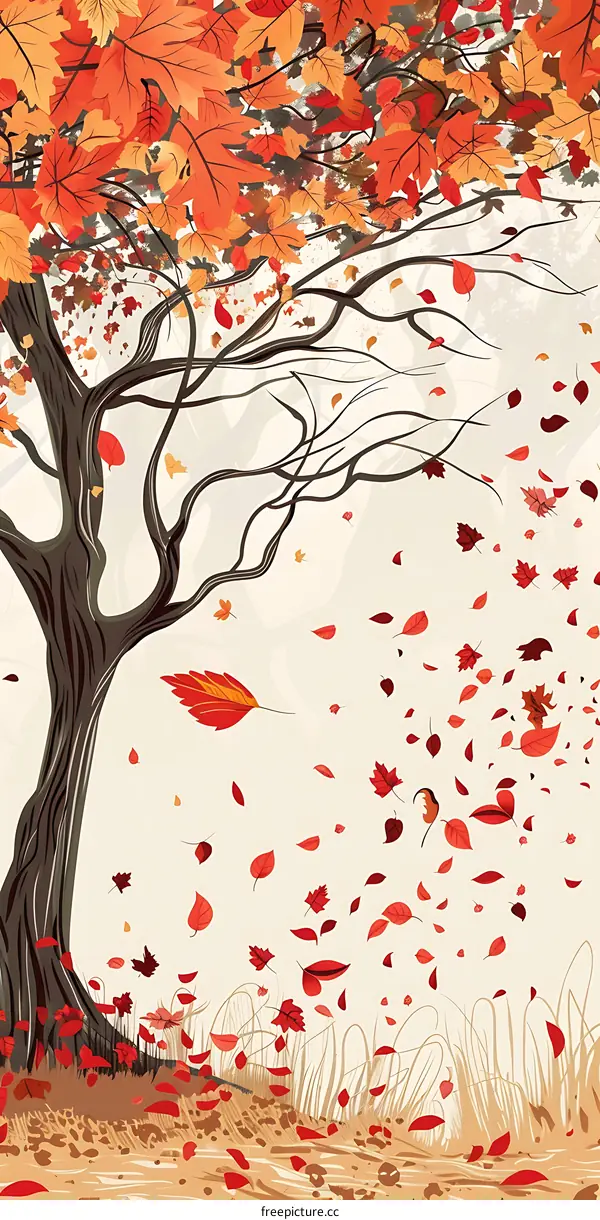 Autumn Leaves Falling From Tree