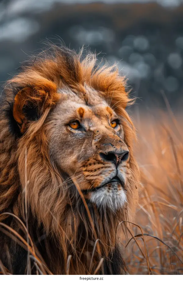Majestic Male Lion with Golden Mane