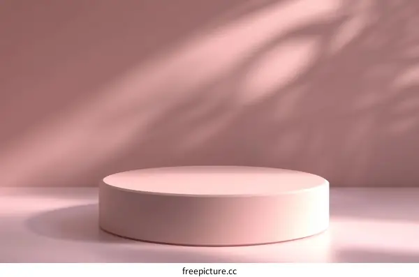 Pink Round Display Podium with Shadow