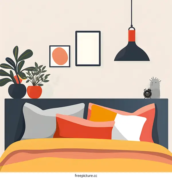 Minimalist Bedroom Interior Design With Hanging Lamp