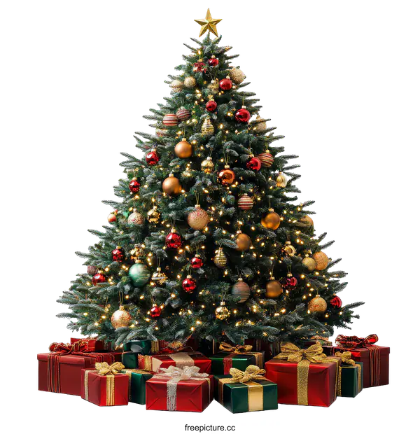 [Transparent Background PNG]Christmas Tree Decorated with Gifts