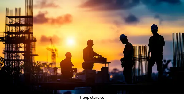 Construction Workers at Sunset