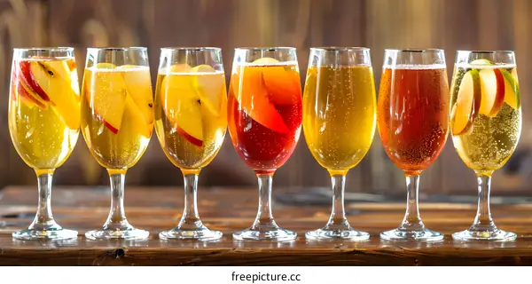 Apple Cider in Glasses on Wooden Table