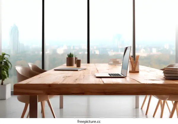 Modern Office Workspace with City View