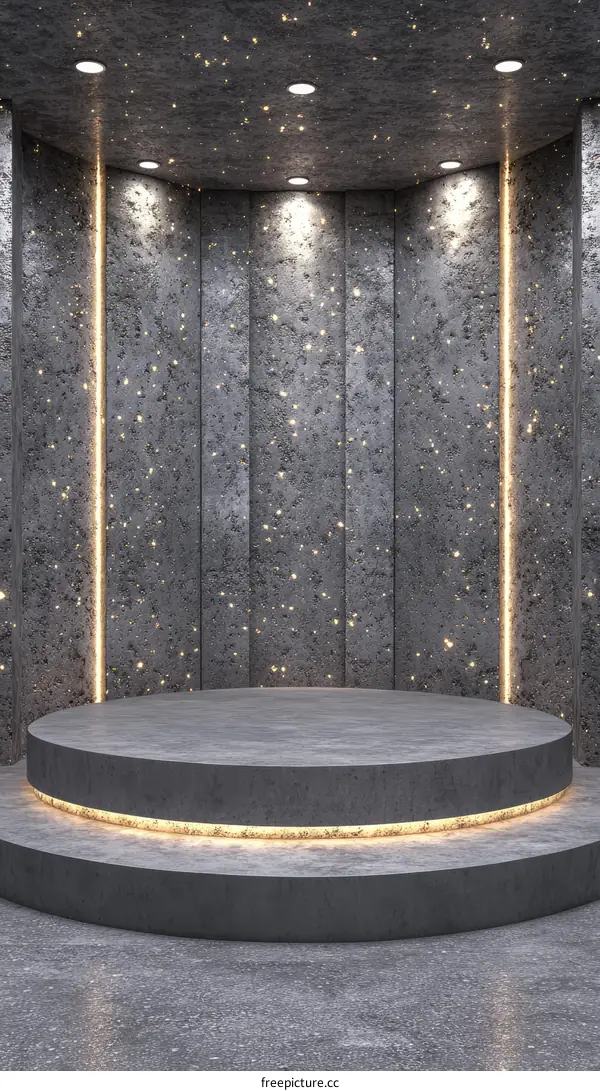 Gray Concrete Round Display Stage Design