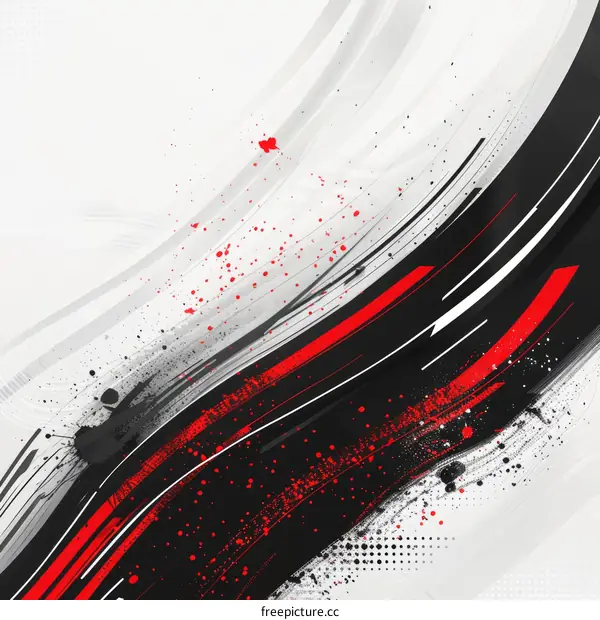 Black red and white modern art painting