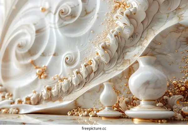Exquisite White Marble Bas-relief Background