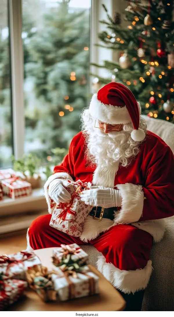 Santa Claus Preparing Christmas Gifts