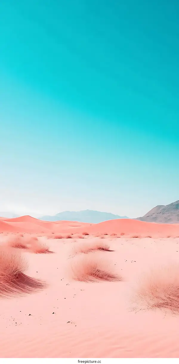 Pink Desert Landscape With Blue Sky