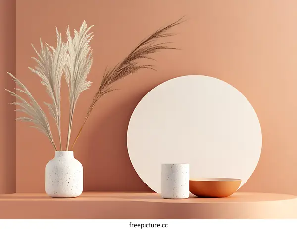 Minimalist Home Decor with White Pampas Grass in a Vase