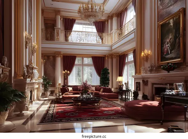 Luxury Interior Design Living Room With Fireplace