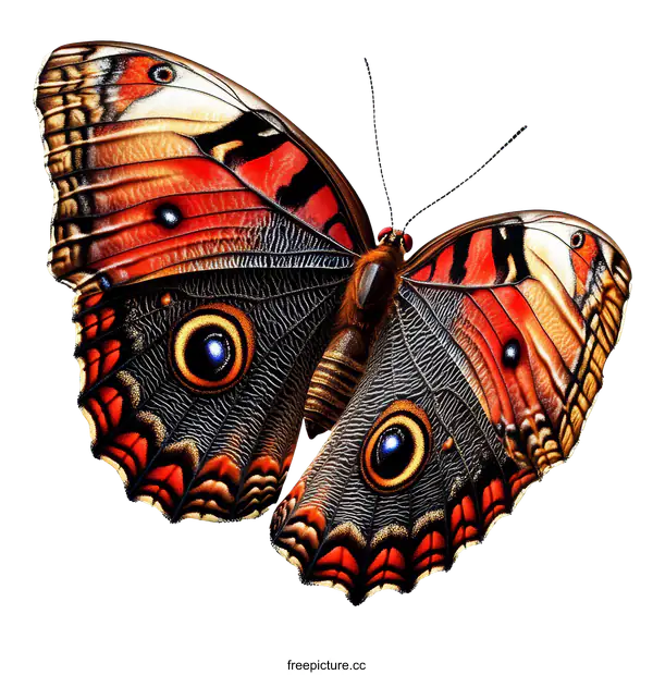 [Transparent Background PNG]Beautiful Colorful Butterfly Close-up