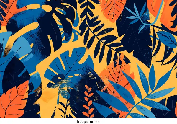 Tropical Leaves Pattern Abstract Artwork
