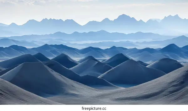 Vast Mountainous Landscape in a Pale Blue Shade