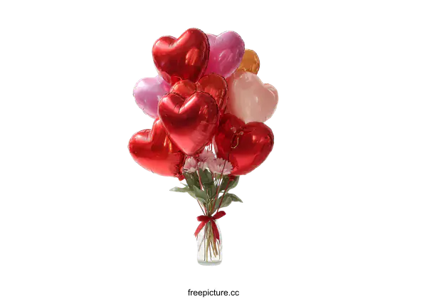 [Transparent Background PNG]Heart-Shaped Balloons Bouquet Valentines Day Decoration
