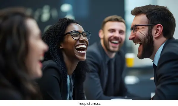 Laughing Business Colleagues Around A Table