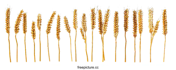 [Transparent Background PNG]Golden Wheat Ears on White Background
