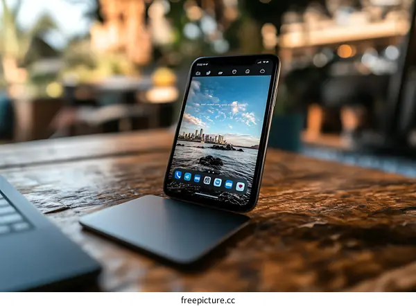 Smartphone on a Wooden Table