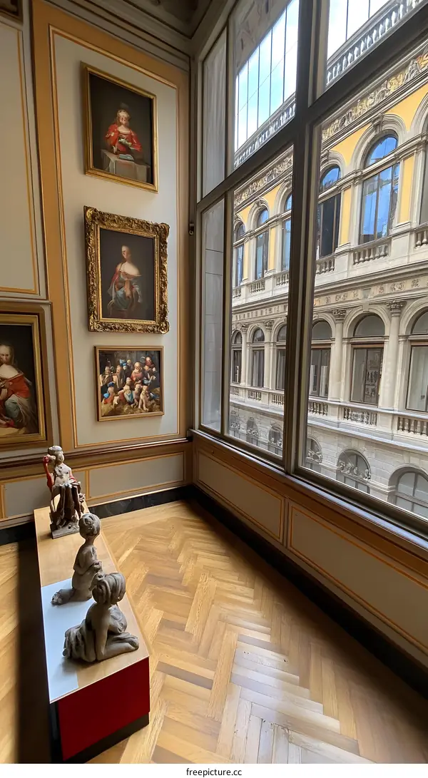 Classic Art Gallery Interior With Wooden Floor