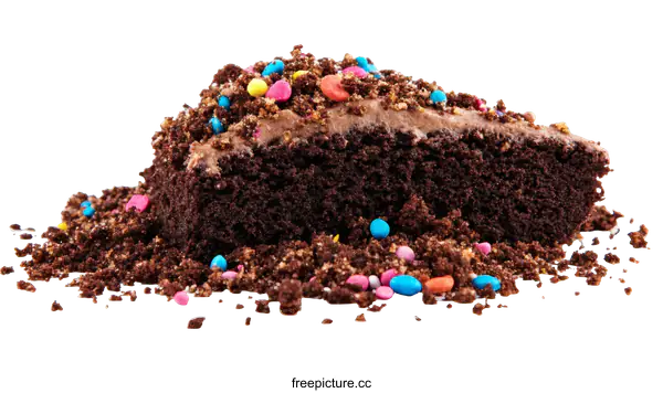 [Transparent Background PNG]Delicious Chocolate Cake Slice with Colorful Sprinkles