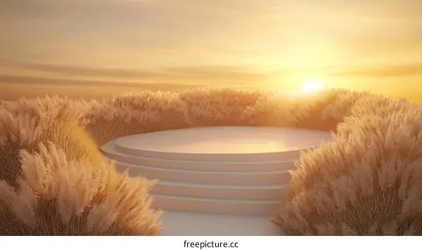 Sunrise Empty Stage Surrounded by Pampas Grass
