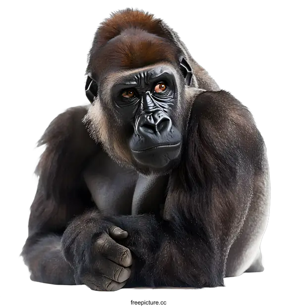 [Transparent Background PNG]Western Lowland Gorilla portrait