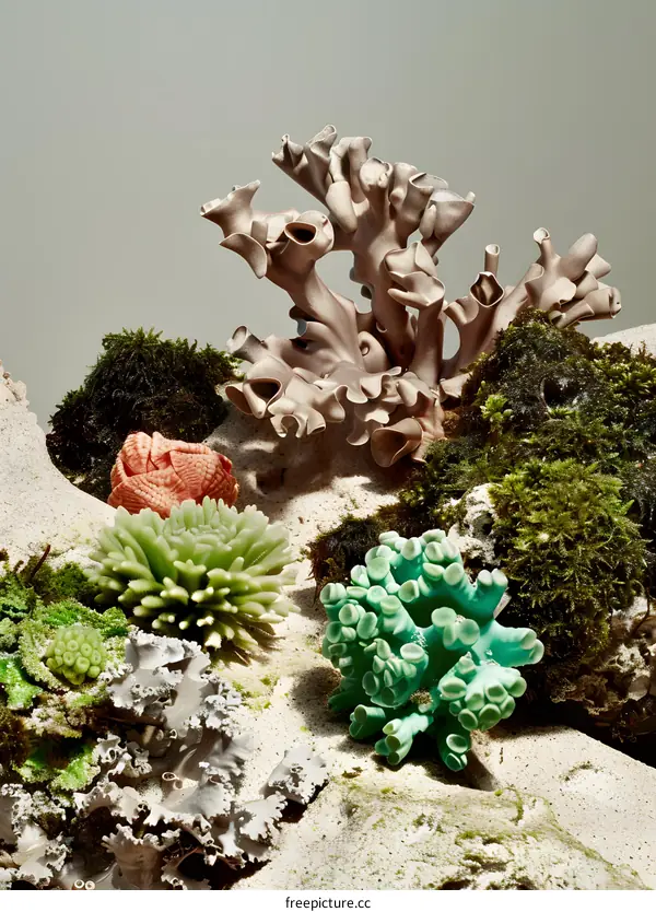 Sea Life Still Life Photography With Coral and Seaweed