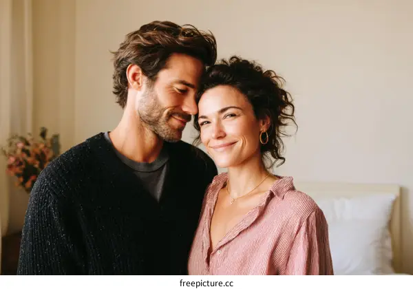 Couple Intimate Embrace Indoor Portrait