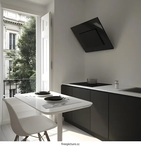 Modern Kitchen Interior Design with Black and White Color Scheme