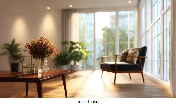 Modern Interior Design Living Room with Sunlight