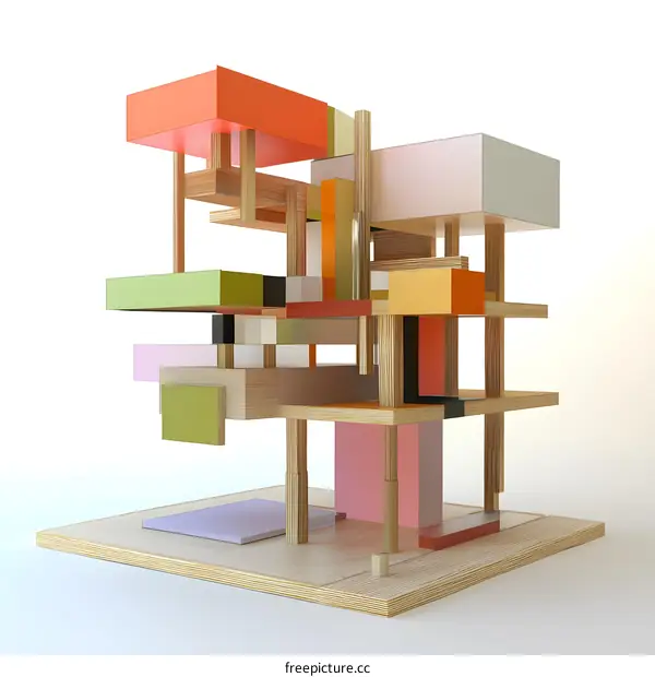 Abstract Architecture Model with Colorful Panels